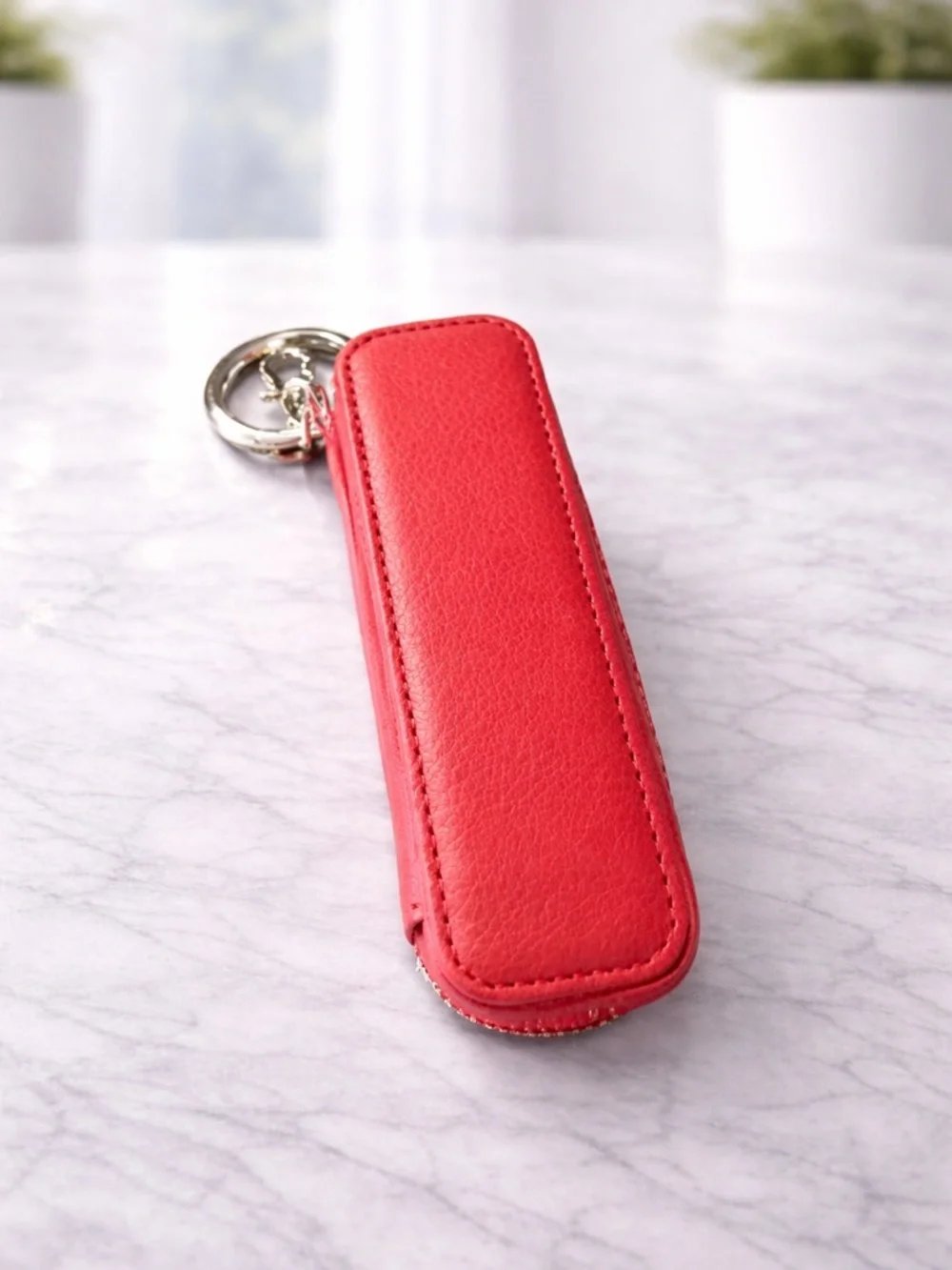 Bocasal Red Leather Lipstick Keychain Case